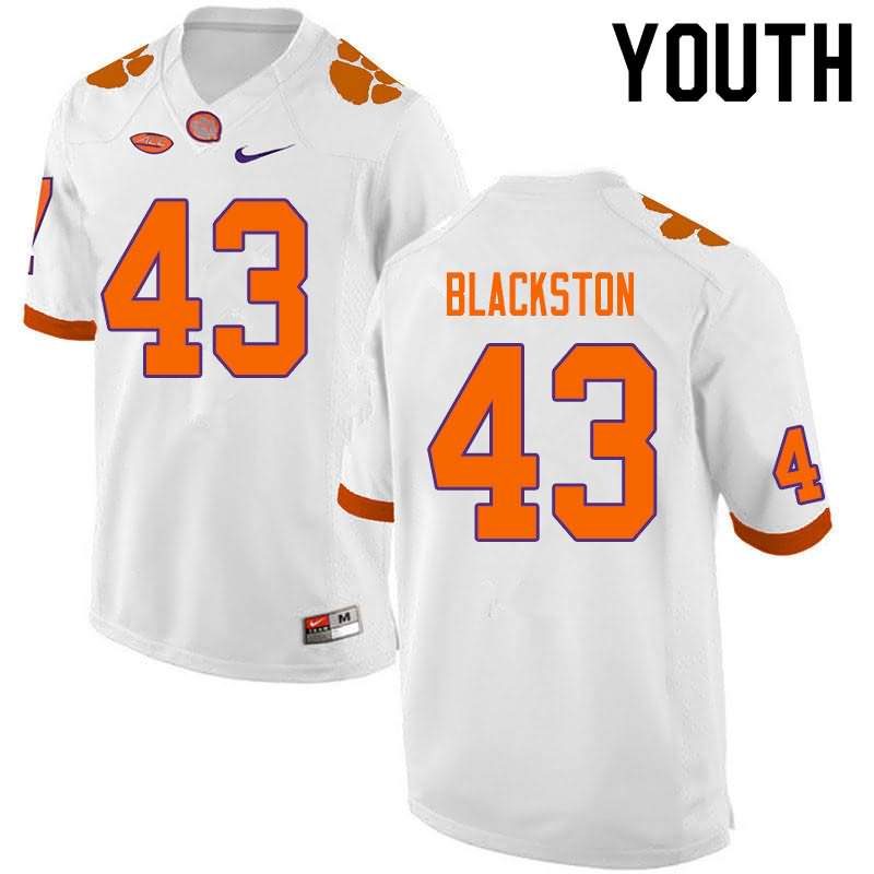 Youth Clemson Tigers Will Blackston #43 Colloge White NCAA Game Football Jersey Anti-slip RRW61N8J