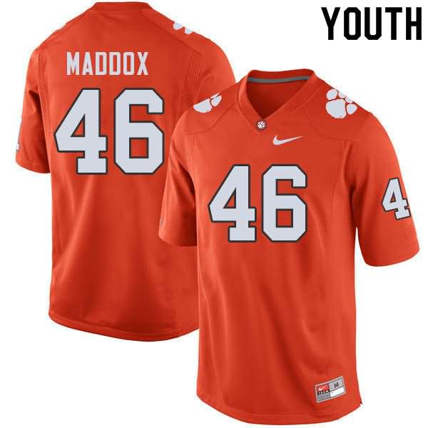 Youth Clemson Tigers Jack Maddox #46 Colloge Orange NCAA Game Football Jersey Season LOQ28N7J