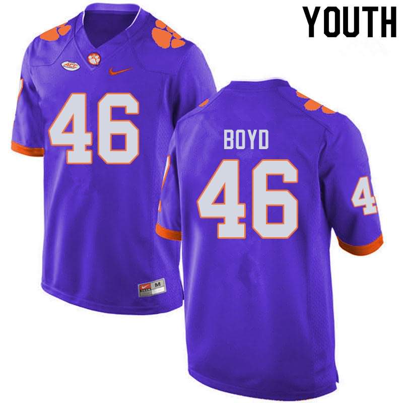 Youth Clemson Tigers John Boyd #46 Colloge Purple NCAA Elite Football Jersey Pure BST34N5X