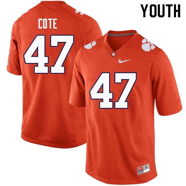 Youth Clemson Tigers Peter Cote #47 Colloge Orange NCAA Game Football Jersey Hot Sale OTB28N0N
