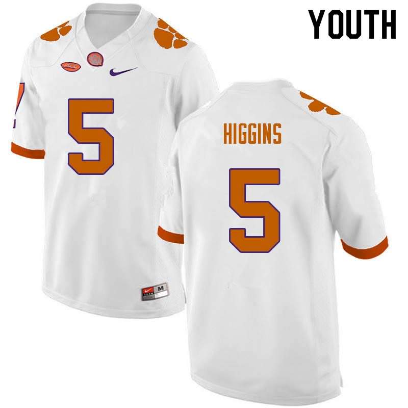 Youth Clemson Tigers Tee Higgins #5 Colloge White NCAA Elite Football Jersey Holiday JQY88N6Z
