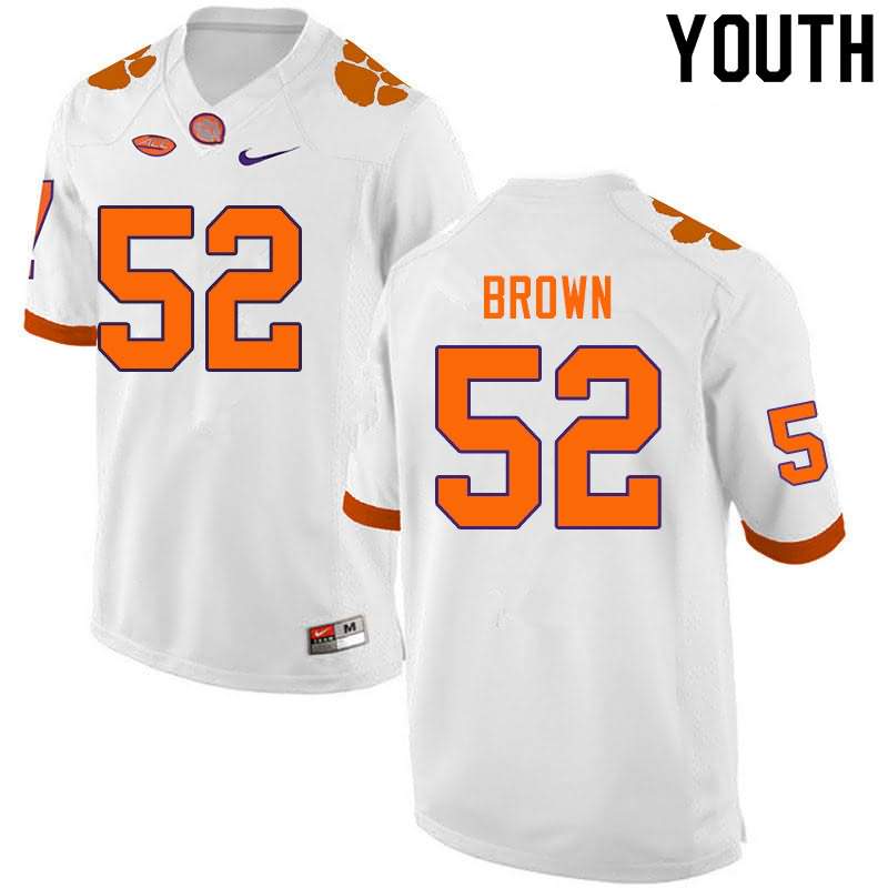 Youth Clemson Tigers Tyler Brown #52 Colloge White NCAA Elite Football Jersey Check Out NCH46N3X