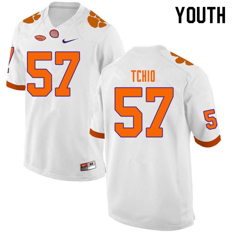 Youth Clemson Tigers Paul Tchio #57 Colloge White NCAA Game Football Jersey Special FHZ41N2N