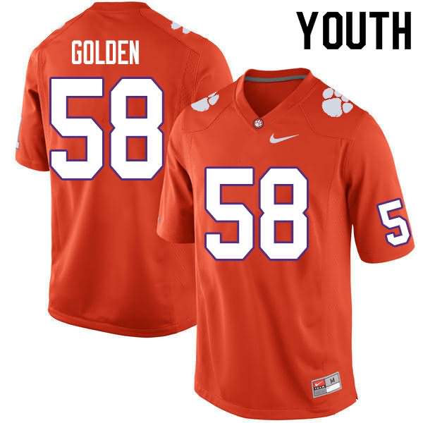 Youth Clemson Tigers Maddie Golden #58 Colloge Orange NCAA Game Football Jersey Summer WXD00N0M