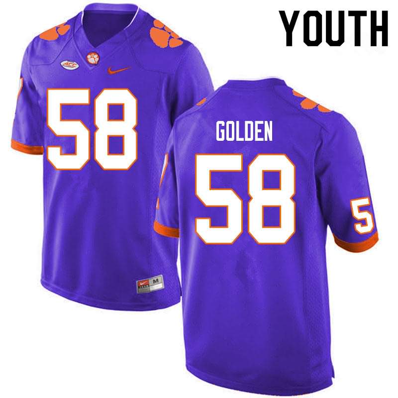 Youth Clemson Tigers Maddie Golden #58 Colloge Purple NCAA Game Football Jersey March IEU13N8Z