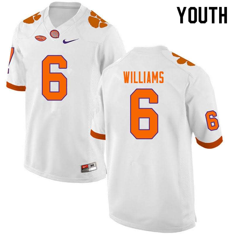 Youth Clemson Tigers E.J. Williams #6 Colloge White NCAA Game Football Jersey July TSK73N1C