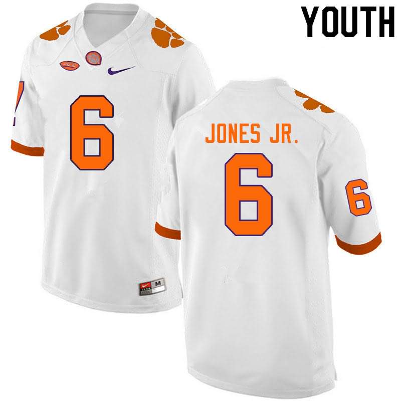 Youth Clemson Tigers Mike Jones Jr. #6 Colloge White NCAA Game Football Jersey Fashion CES23N1I