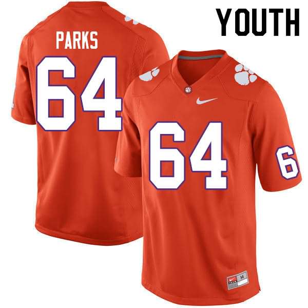 Youth Clemson Tigers Walker Parks #64 Colloge Orange NCAA Game Football Jersey Pure KPZ15N2O