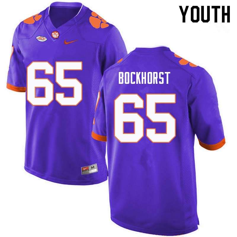 Youth Clemson Tigers Matt Bockhorst #65 Colloge Purple NCAA Game Football Jersey Pure PKZ80N7F