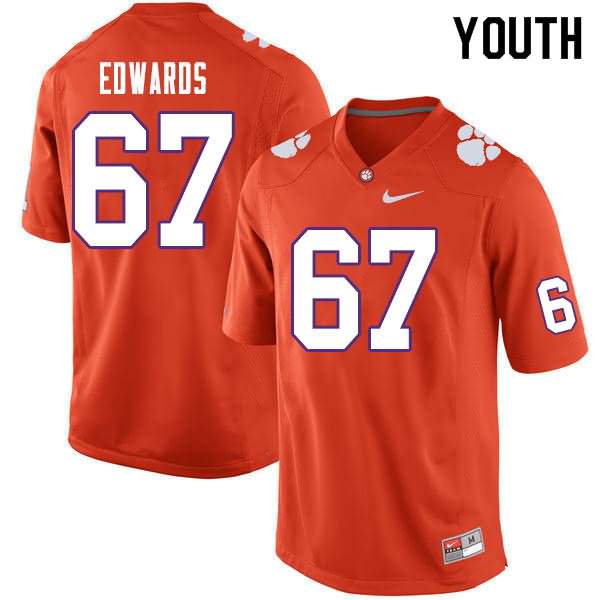 Youth Clemson Tigers Will Edwards #67 Colloge Orange NCAA Game Football Jersey Holiday WWQ54N3S