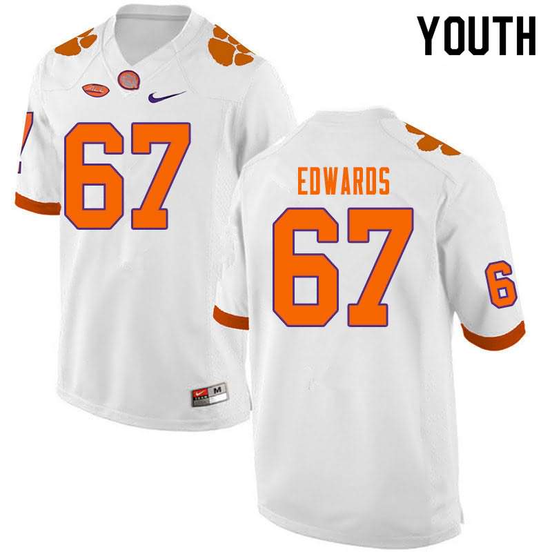 Youth Clemson Tigers Will Edwards #67 Colloge White NCAA Game Football Jersey December ERR41N5T
