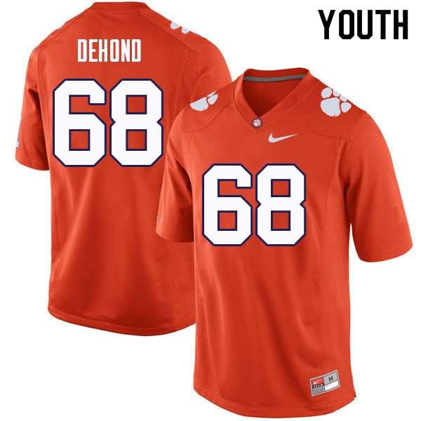 Youth Clemson Tigers Noah DeHond #68 Colloge Orange NCAA Game Football Jersey Official CWA17N1G