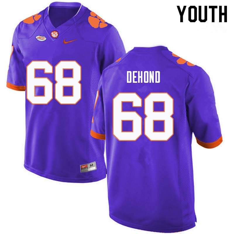 Youth Clemson Tigers Noah DeHond #68 Colloge Purple NCAA Game Football Jersey May YDM78N0J