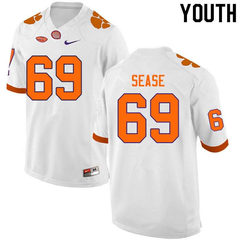 Youth Clemson Tigers Marquis Sease #69 Colloge White NCAA Game Football Jersey January WZB06N3B
