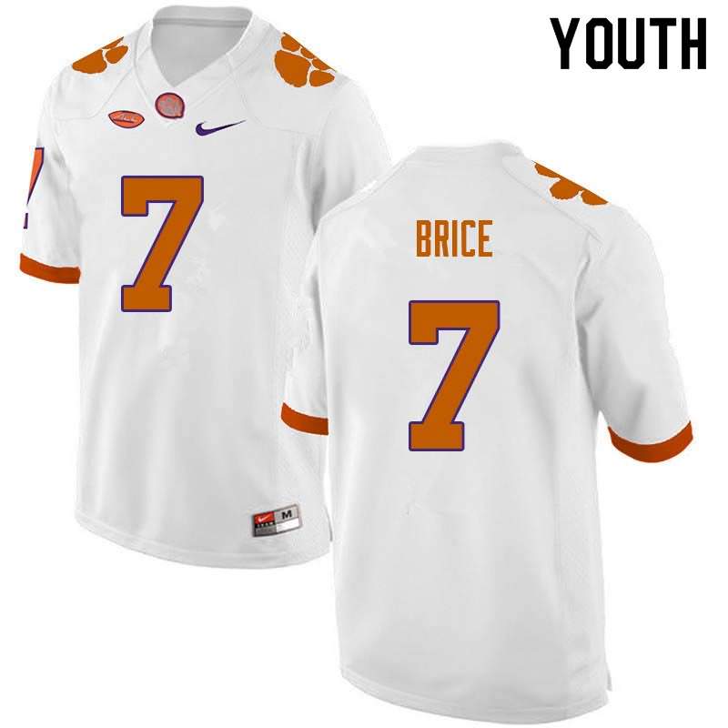 Youth Clemson Tigers Chase Brice #7 Colloge White NCAA Game Football Jersey New Release PWZ05N8X