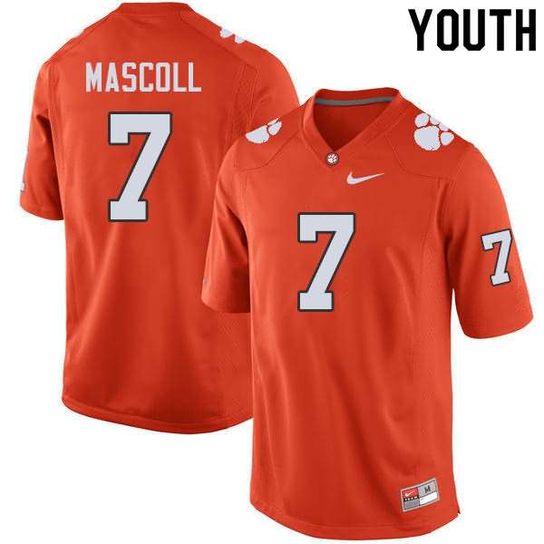 Youth Clemson Tigers Justin Mascoll #7 Colloge Orange NCAA Game Football Jersey Style CDD11N5L