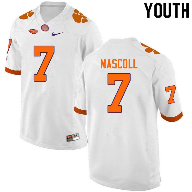 Youth Clemson Tigers Justin Mascoll #7 Colloge White NCAA Game Football Jersey December BHK76N7A