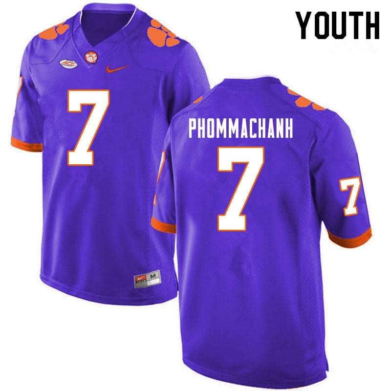 Youth Clemson Tigers Taisun Phommachanh #7 Colloge Purple NCAA Elite Football Jersey Fashion AVE41N3P