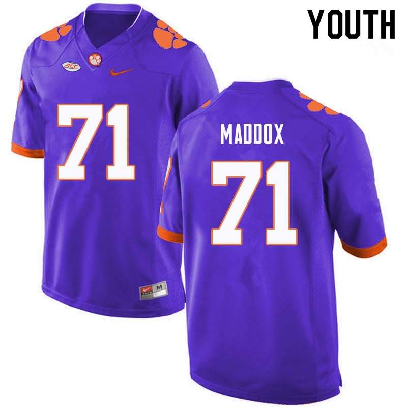 Youth Clemson Tigers Jack Maddox #71 Colloge Purple NCAA Game Football Jersey Spring RHX55N6A