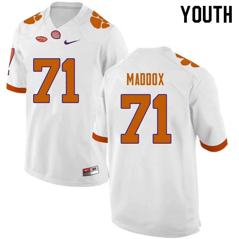 Youth Clemson Tigers Jack Maddox #71 Colloge White NCAA Game Football Jersey Outlet GUH28N3M