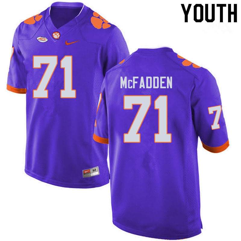 Youth Clemson Tigers Jordan McFadden #71 Colloge Purple NCAA Game Football Jersey September ENE84N7Y
