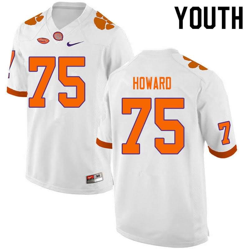Youth Clemson Tigers Trent Howard #75 Colloge White NCAA Game Football Jersey Authentic UKB81N6X