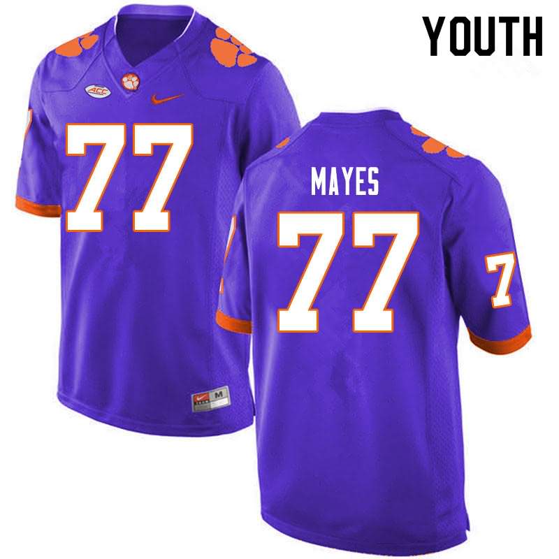 Youth Clemson Tigers Mitchell Mayes #77 Colloge Purple NCAA Game Football Jersey Special ILS76N7H