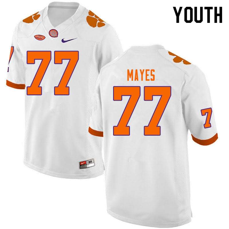 Youth Clemson Tigers Mitchell Mayes #77 Colloge White NCAA Game Football Jersey In Stock KDC54N3L