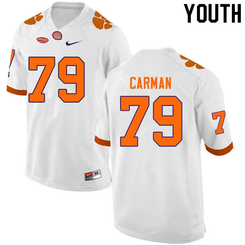 Youth Clemson Tigers Jackson Carman #79 Colloge White NCAA Game Football Jersey For Fans YUW25N0S