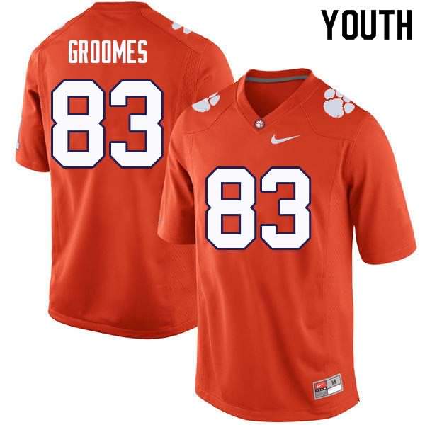 Youth Clemson Tigers Carter Groomes #83 Colloge Orange NCAA Game Football Jersey Damping XLE71N3X