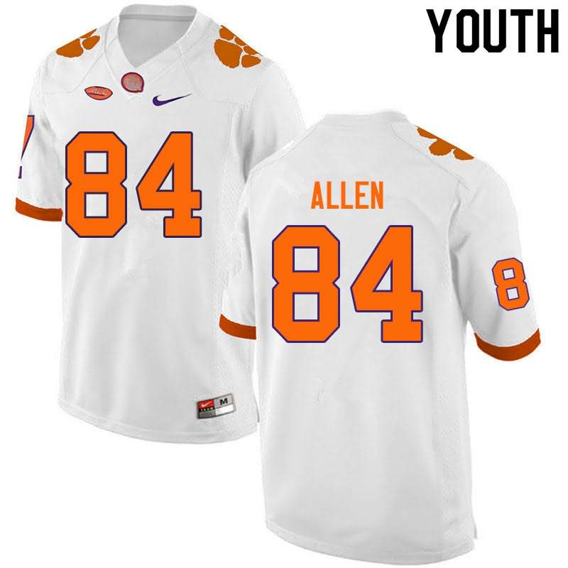 Youth Clemson Tigers Davis Allen #84 Colloge White NCAA Game Football Jersey Limited IGY82N2T