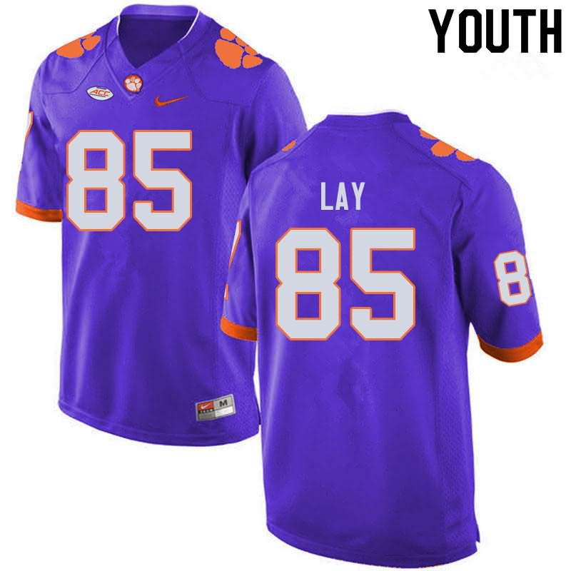 Youth Clemson Tigers Jaelyn Lay #85 Colloge Purple NCAA Game Football Jersey Style QLM63N6C