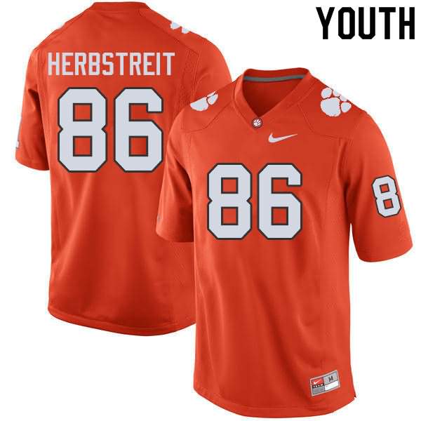 Youth Clemson Tigers Tye Herbstreit #86 Colloge Orange NCAA Game Football Jersey Discount UBP54N3L