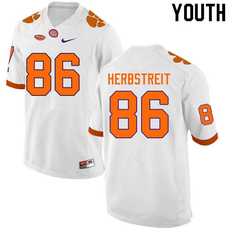 Youth Clemson Tigers Tye Herbstreit #86 Colloge White NCAA Elite Football Jersey Limited MBN33N3M