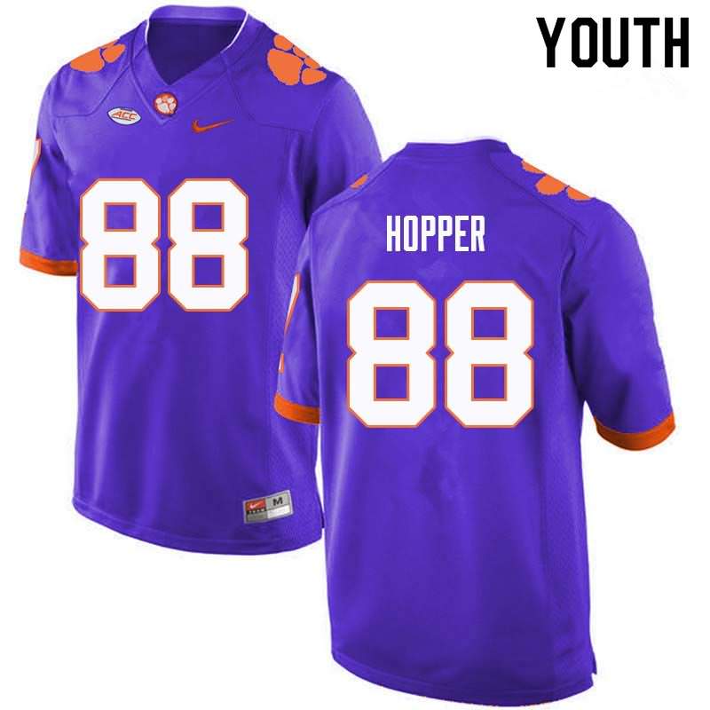 Youth Clemson Tigers Jayson Hopper #88 Colloge Purple NCAA Game Football Jersey Customer BJB14N1T