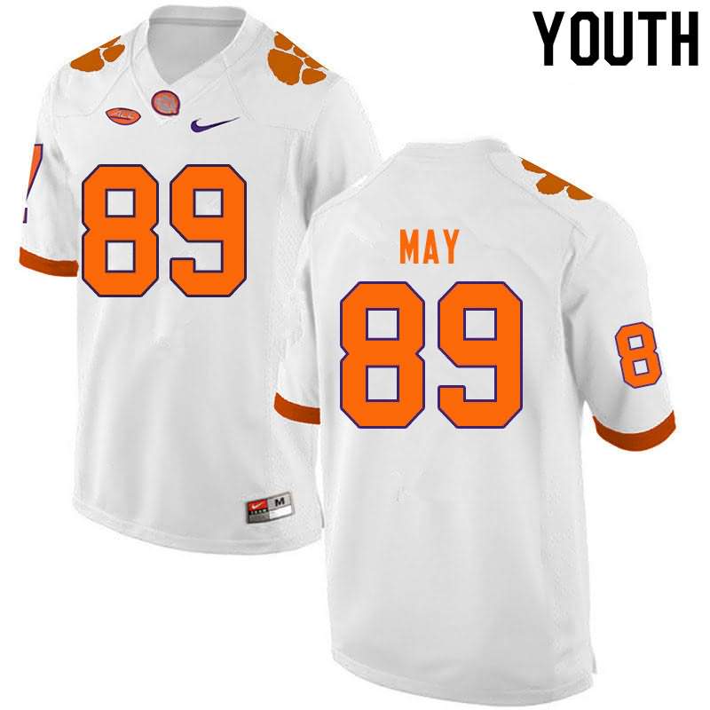 Youth Clemson Tigers Max May #89 Colloge White NCAA Game Football Jersey March UUB85N5K
