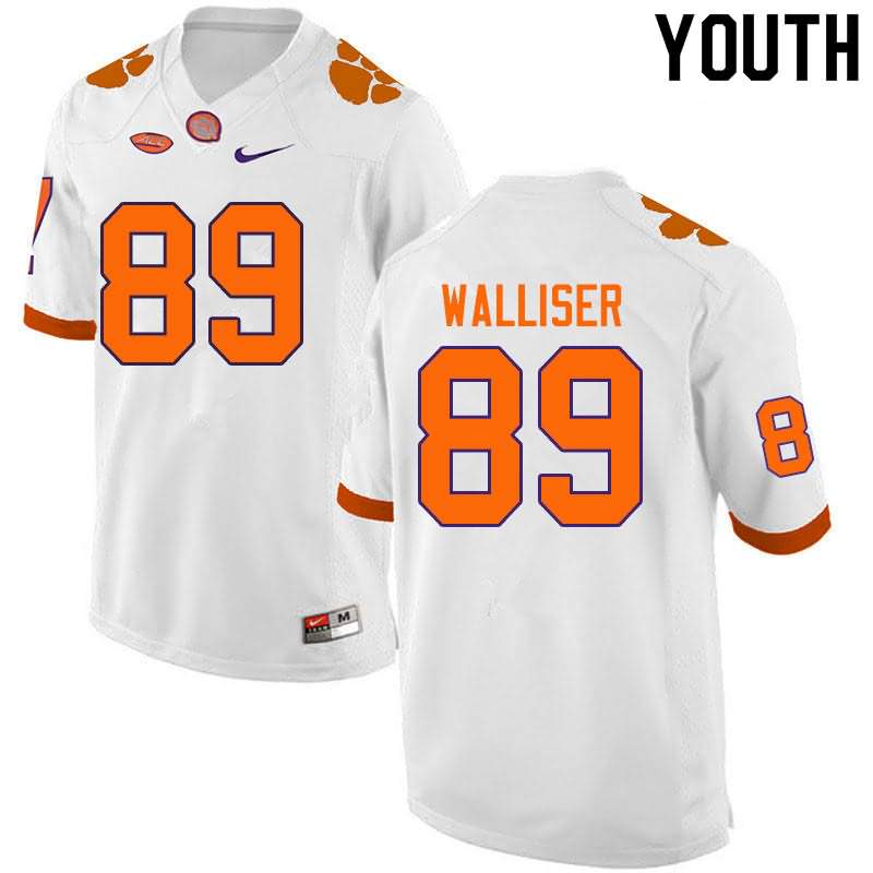 Youth Clemson Tigers Tristan Walliser #89 Colloge White NCAA Game Football Jersey Online IED50N4M