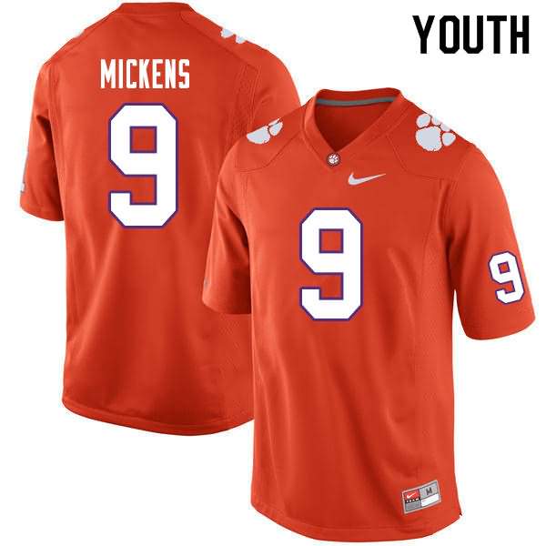 Youth Clemson Tigers R.J. Mickens #9 Colloge Orange NCAA Game Football Jersey Copuon VSO78N2V