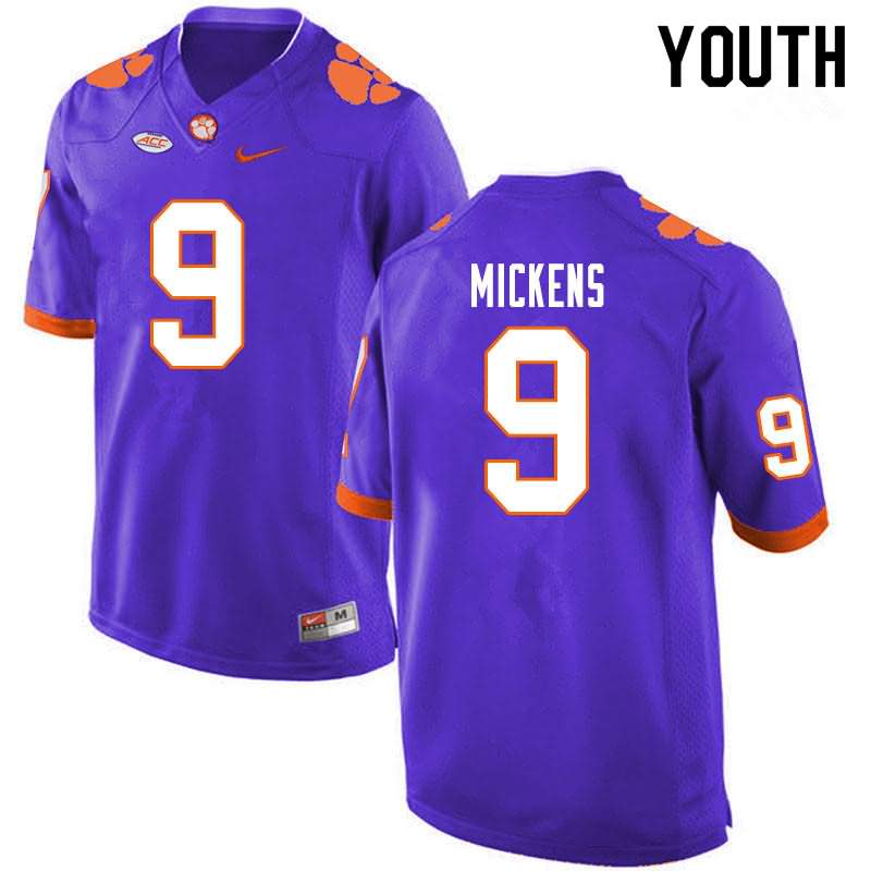 Youth Clemson Tigers R.J. Mickens #9 Colloge Purple NCAA Game Football Jersey Fashion WCG07N1Y