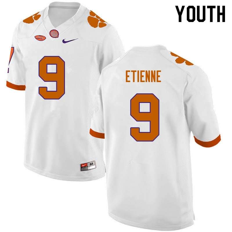 Youth Clemson Tigers Travis Etienne #9 Colloge White NCAA Game Football Jersey Jogging HUI51N0Z