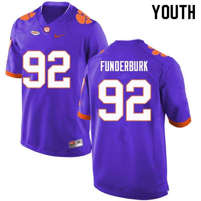 Youth Clemson Tigers Daniel Funderburk #92 Colloge Purple NCAA Elite Football Jersey New Style VSQ04N2H