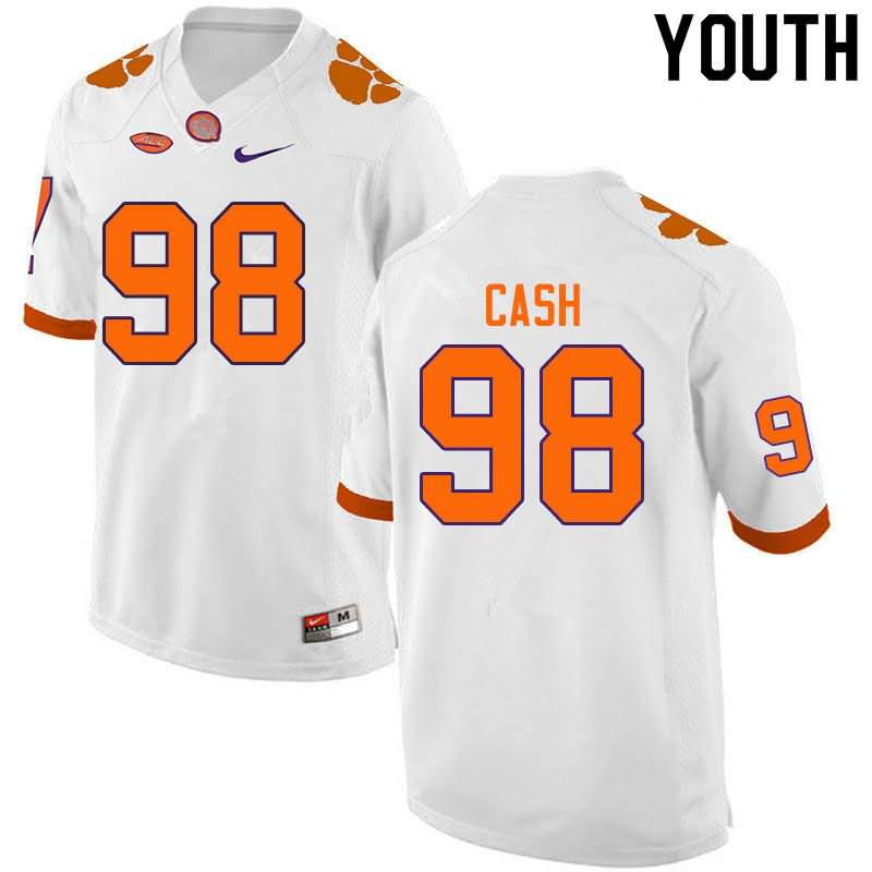 Youth Clemson Tigers Logan Cash #98 Colloge White NCAA Elite Football Jersey New Release KGK22N3W