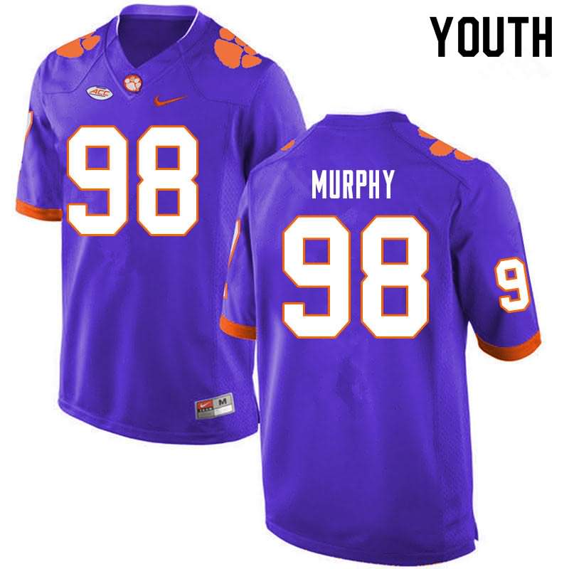 Youth Clemson Tigers Myles Murphy #98 Colloge Purple NCAA Game Football Jersey Outlet FIH04N0F