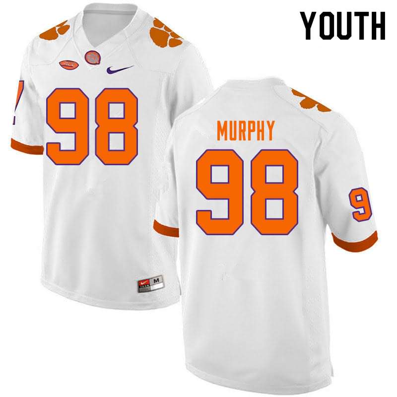 Youth Clemson Tigers Myles Murphy #98 Colloge White NCAA Game Football Jersey OG EFV62N7L