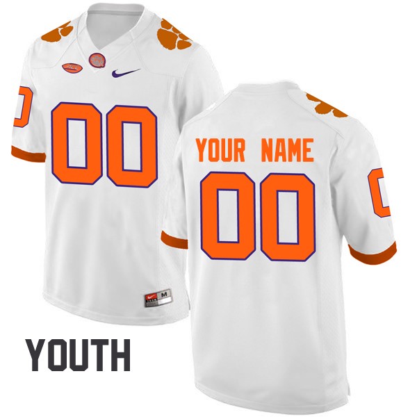 Youth Clemson Tigers Customized #00 Colloge White NCAA Elite Football Jersey Wholesale LKS28N6O