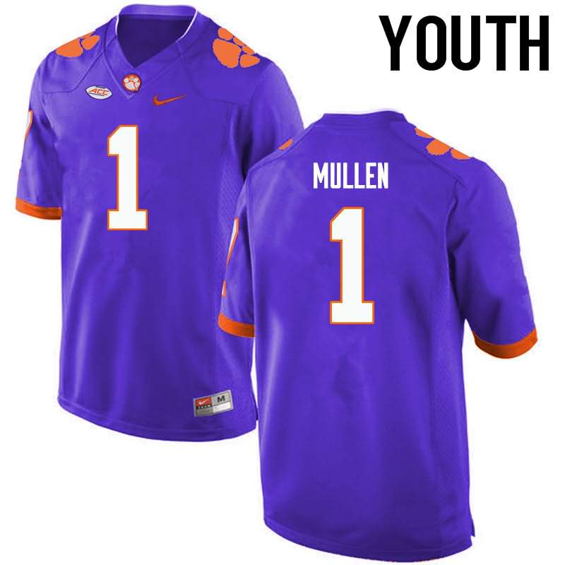 Youth Clemson Tigers Trayvon Mullen #1 Colloge Purple NCAA Game Football Jersey February QMO26N2D