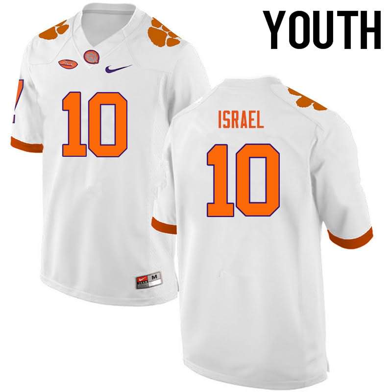Youth Clemson Tigers Tucker Israel #10 Colloge White NCAA Game Football Jersey April AVW57N2R