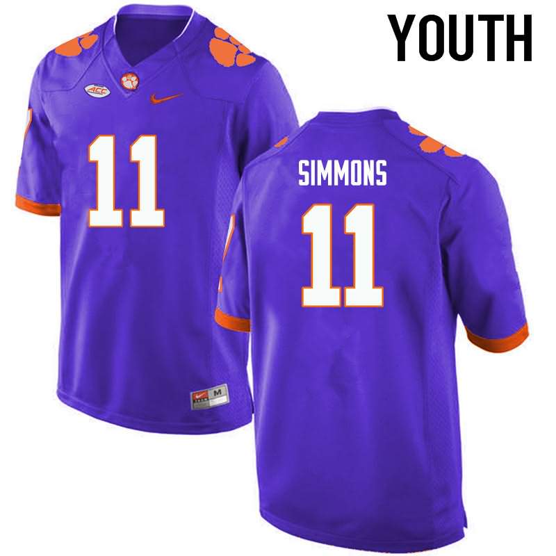 Youth Clemson Tigers Isaiah Simmons #11 Colloge Purple NCAA Game Football Jersey New VVS37N6D
