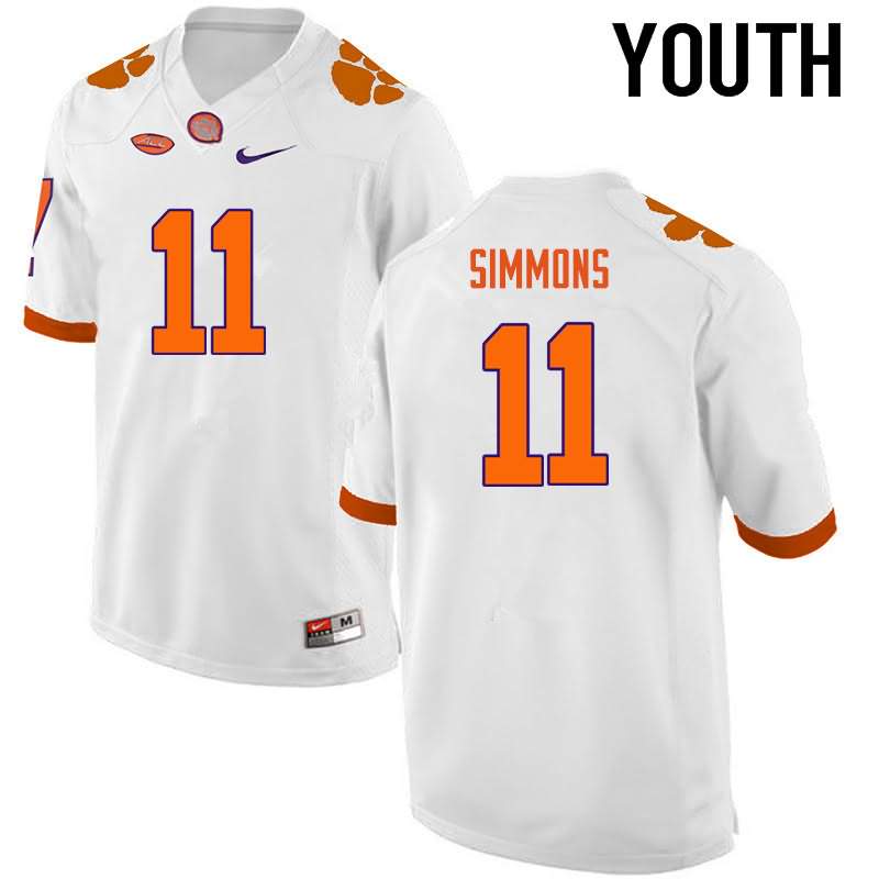 Youth Clemson Tigers Isaiah Simmons #11 Colloge White NCAA Game Football Jersey July HQB45N3W