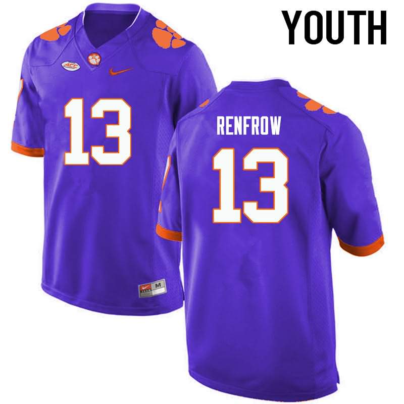 Youth Clemson Tigers Hunter Renfrow #13 Colloge Purple NCAA Elite Football Jersey August YWH42N1T